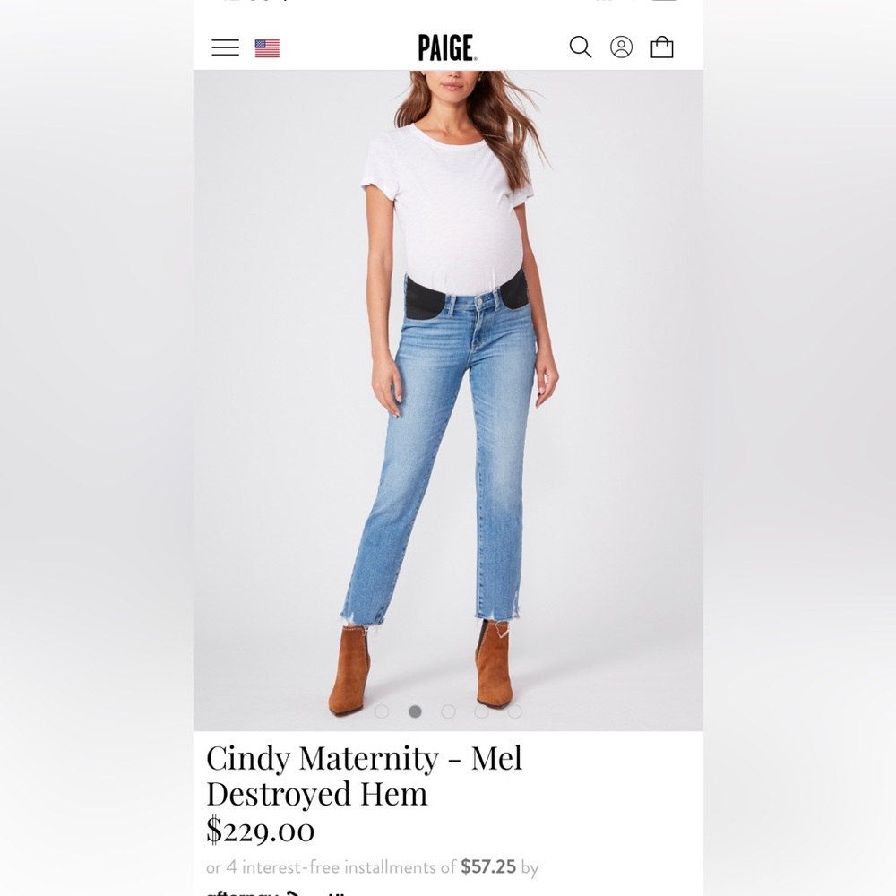 PAIGE Cindy Maternity Jeans - Mel Destroyed Hem